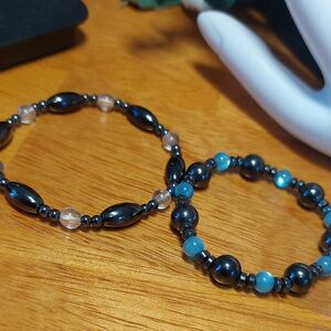 Lot Of 2 Magnetic Hematite Stretch Bracelets